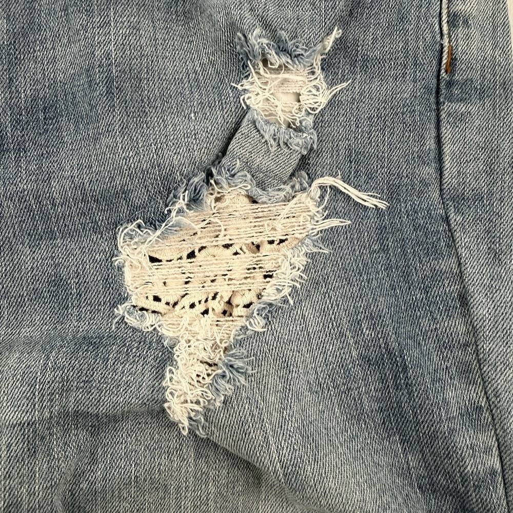 Free People Distressed Jeans Women 29 Raw Hem Blue Light Wash‎ Cotton Stretch - Picture 7 of 14